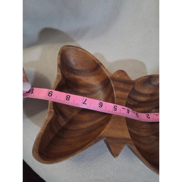 Vtg Kraftware Wood Carved Butterfly Bowl Monkey Pod Philippines - Picture 7 of 8
